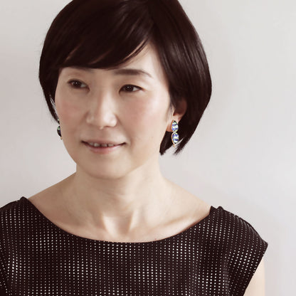 イヤリング 青 葉っぱ ゴールド TAMARUSAN