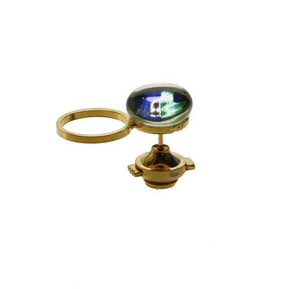 メガネホルダーピンブローチ 青 つるくさ 金 TAMARUSAN