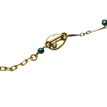 ネックレスにもなる眼鏡チェーン 青 葉っぱ 金 TAMARUSAN