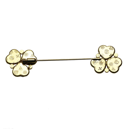 ハットピン 花 24k 金 つるくさ模様 青 TAMARUSAN