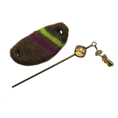 かんざしバレッタ マジェステ フェルト 茶色 つるくさ TAMARUSAN