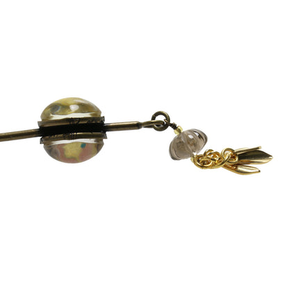 かんざしバレッタ マジェステ フェルト 茶色 つるくさ TAMARUSAN