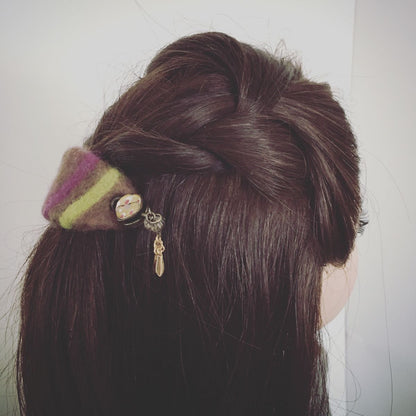 かんざしバレッタ マジェステ フェルト 茶色 つるくさ TAMARUSAN