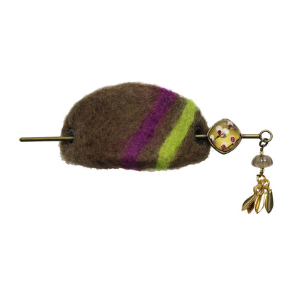 かんざしバレッタ マジェステ フェルト 茶色 つるくさ TAMARUSAN