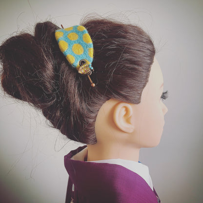 かんざしバレッタ（マジェステ） 亀甲 ハート フェルト TAMARUSAN