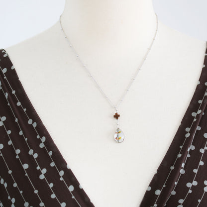 ネックレス 十字 パールホワイト TAMARUSAN