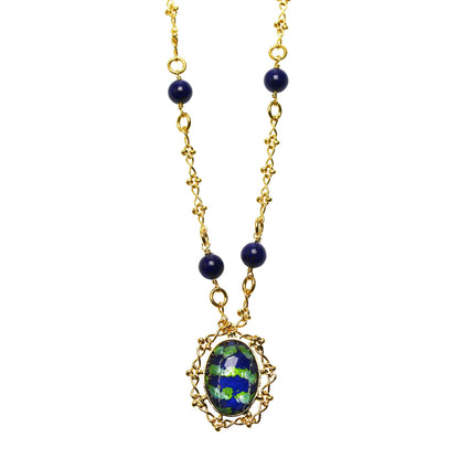 ネックレス つるくさ 金 青 ラピスラズリ TAMARUSAN