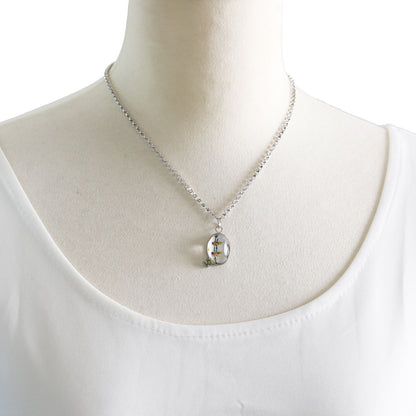 ネックレス 白 つるくさ ペリドット TAMARUSAN