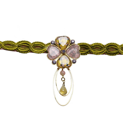 リボンチョーカー 黄緑 四つ葉 シトリン TAMARUSAN