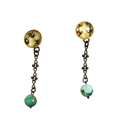 ピアス ターコイズ 白 つる草 オリジナルレジン TAMARUSAN