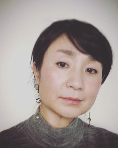 ロングピアス あさぎ色 アシンメトリー TAMARUSAN