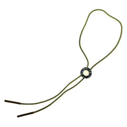 組紐ループタイ 正絹 つるくさ 青 ゴールド 男女兼用 TAMARUSAN