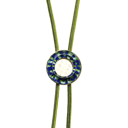 組紐ループタイ 正絹 つるくさ 青 ゴールド 男女兼用 TAMARUSAN