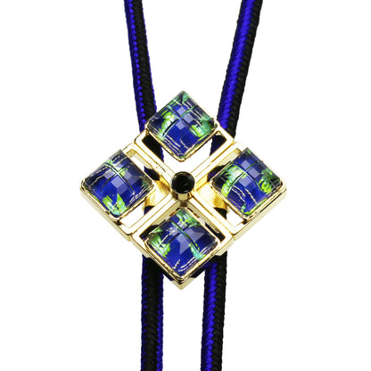 組紐ループタイ 正絹 青 つるくさ 男女兼用 金 ループタイ