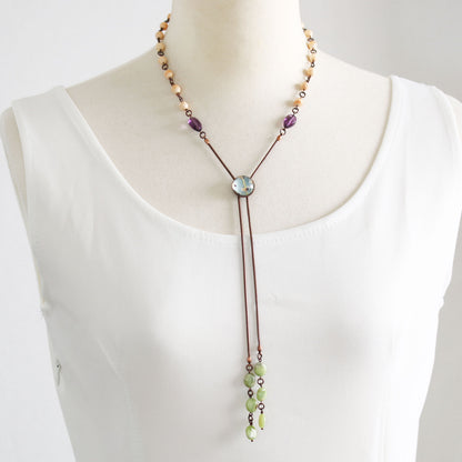 ループタイ式 ネックレス あさぎ色 アメジスト TAMARUSAN