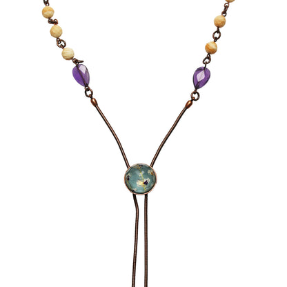 ループタイ式 ネックレス あさぎ色 アメジスト TAMARUSAN