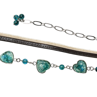 ベルト 革紐 リボン クォーツ ブルー ハート TAMARUSAN