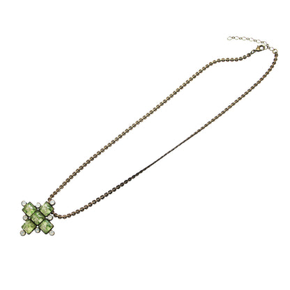 ブローチネックレス ２way 緑 梅 十字クロス TAMARUSAN