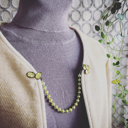 襟飾り 蝶 鹿の子 グリーン クリップ ブローチ TAMARUSAN