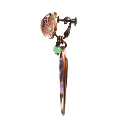 イヤリング 梅 ピンク 葉っぱ アメジスト TAMARUSAN