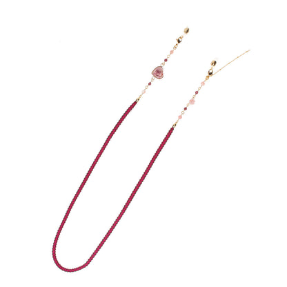 ネックレスにもなる眼鏡チェーン ピンク 梅 リボン TAMARUSAN