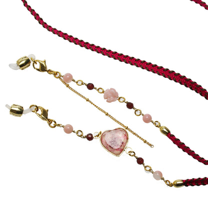 ネックレスにもなる眼鏡チェーン ピンク 梅 リボン TAMARUSAN