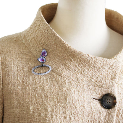 眼鏡ホルダーブローチ 紫 ブルーレース TAMARUSAN