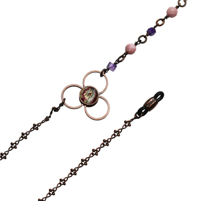 眼鏡チェーン 梅 ピンク バラ アメジスト TAMARUSAN