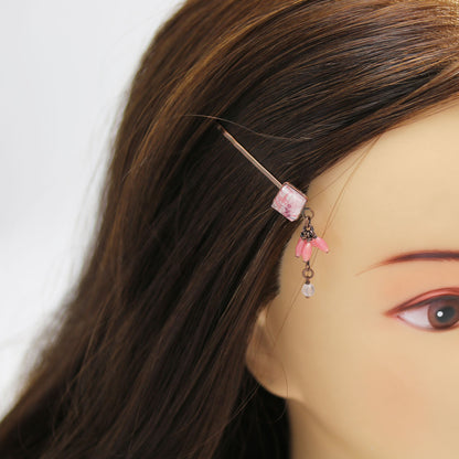 ヘアピン 梅 ピンク ローズクォーツ 高級ヘアピン