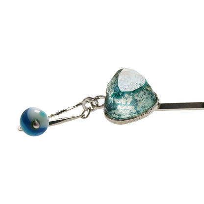 ヘアピン ハート アゲート 青 梅 TAMARUSAN