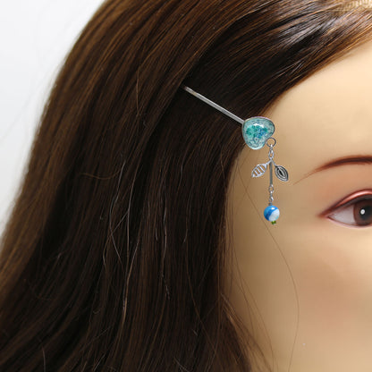 ヘアピン ハート アゲート 青 梅 TAMARUSAN