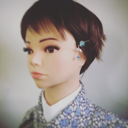 ヘアピン ハート アゲート 青 梅 TAMARUSAN