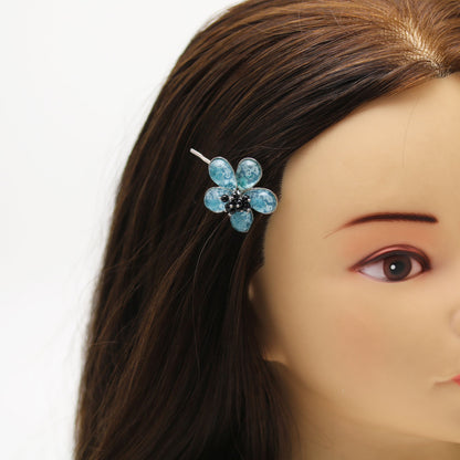 ヘアピン 花 梅 オニキス 飾り取り外し可能 ブルー TAMARUSAN