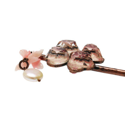 花かんざし 梅 ピンク 珊瑚 一本挿しかんざし