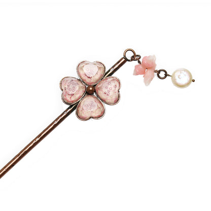 花かんざし 梅 ピンク 珊瑚 一本挿しかんざし