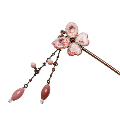 かんざし 蝶 梅 ピンク ロードナイト TAMARUSAN