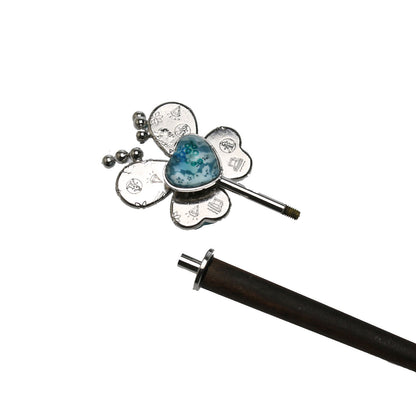 着せ替えかんざし 蝶 梅 木製 １本挿し ブルー TAMARUSAN