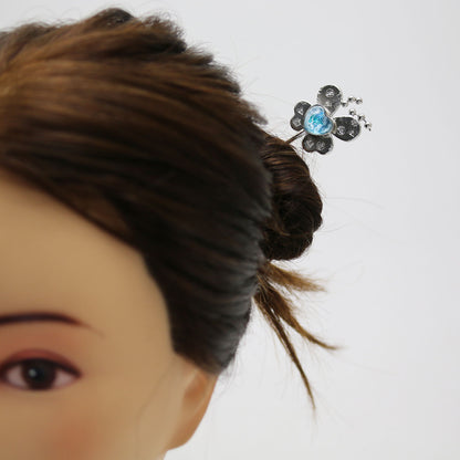 着せ替えかんざし 蝶 梅 木製 １本挿し ブルー TAMARUSAN