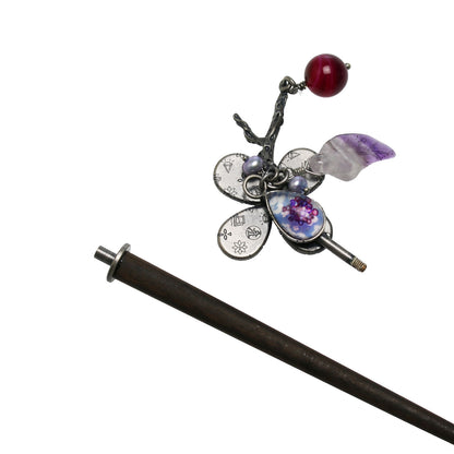 着せ替えかんざし 花 パープル アメジスト 着せ替えかんざし ヘッド部分のみ