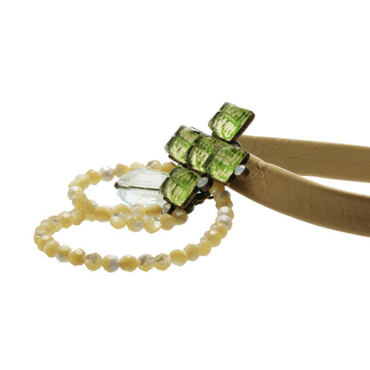 チョーカー 革紐 ベージュ 梅 抹茶 TAMARUSAN