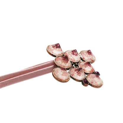 ２連 チョーカー 本革 ピンク 梅 アメジスト TAMARUSAN