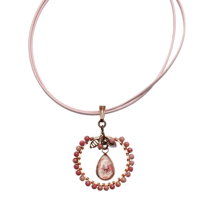 本革 チョーカー ピンク 梅 ロードナイト チョーカー