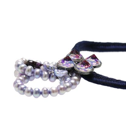 チョーカー 花 福梅 パープル 淡水パール リボン TAMARUSAN