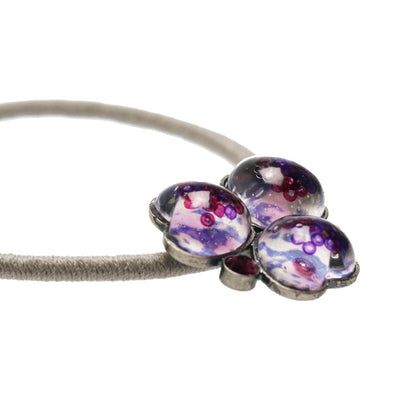 ヘアゴム 紫 すみれ ラインストーン TAMARUSAN