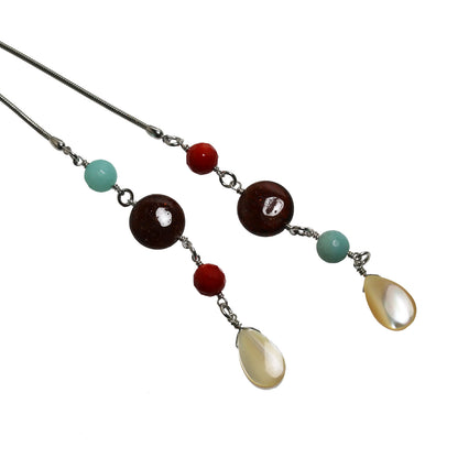 チェーンループタイ 青 珊瑚 ヘソナイトガーネット TAMARUSAN