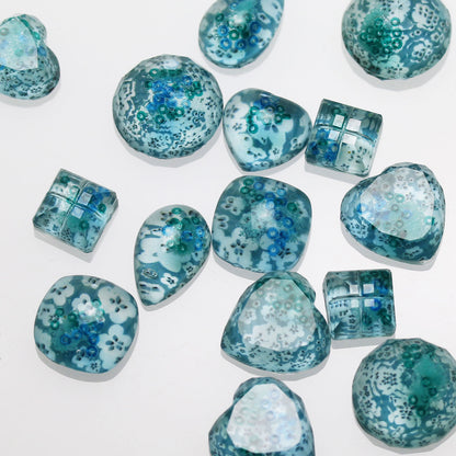 ピアス ハート 水色 梅 アシンメトリー TAMARUSAN