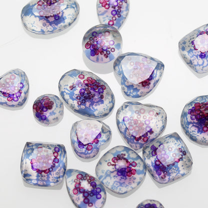 ヘアゴム 紫 すみれ ラインストーン TAMARUSAN