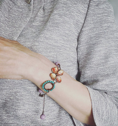 ブレスレット 蝶 渦巻き オレンジ ピンク TAMARUSAN