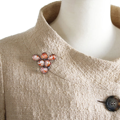 ブローチ 渦巻き アクアマリン オレンジ TAMARUSAN