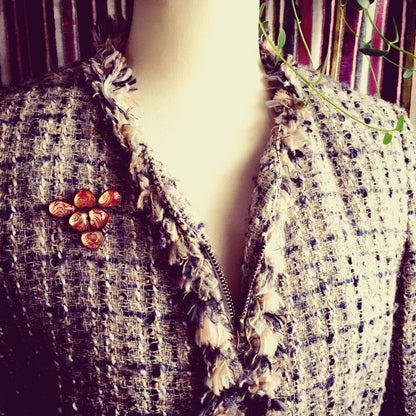 ブローチ 渦巻き アクアマリン オレンジ TAMARUSAN